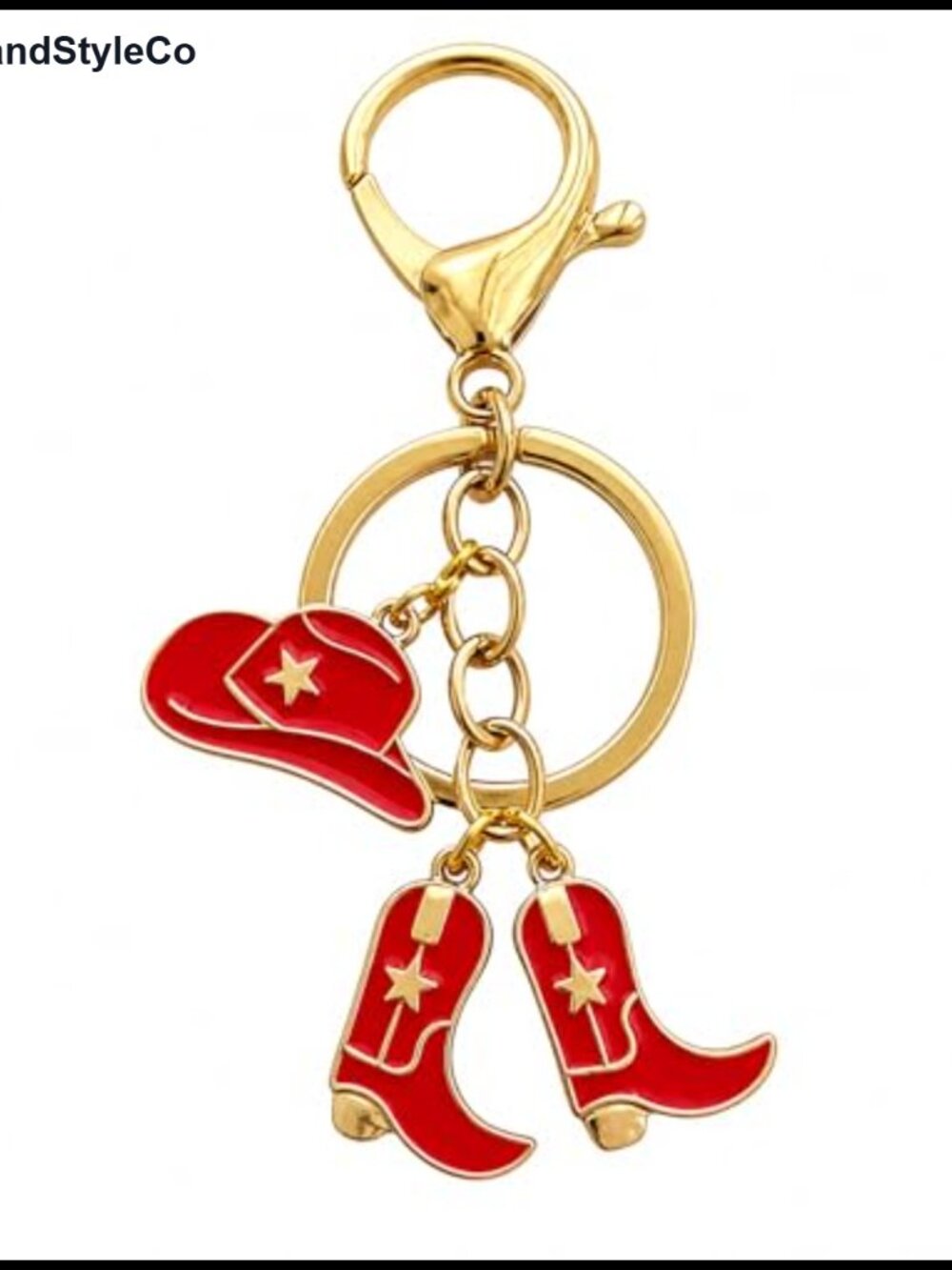 Western Cowboy Hat Boot Keychain Metal Keyring Purse Charm